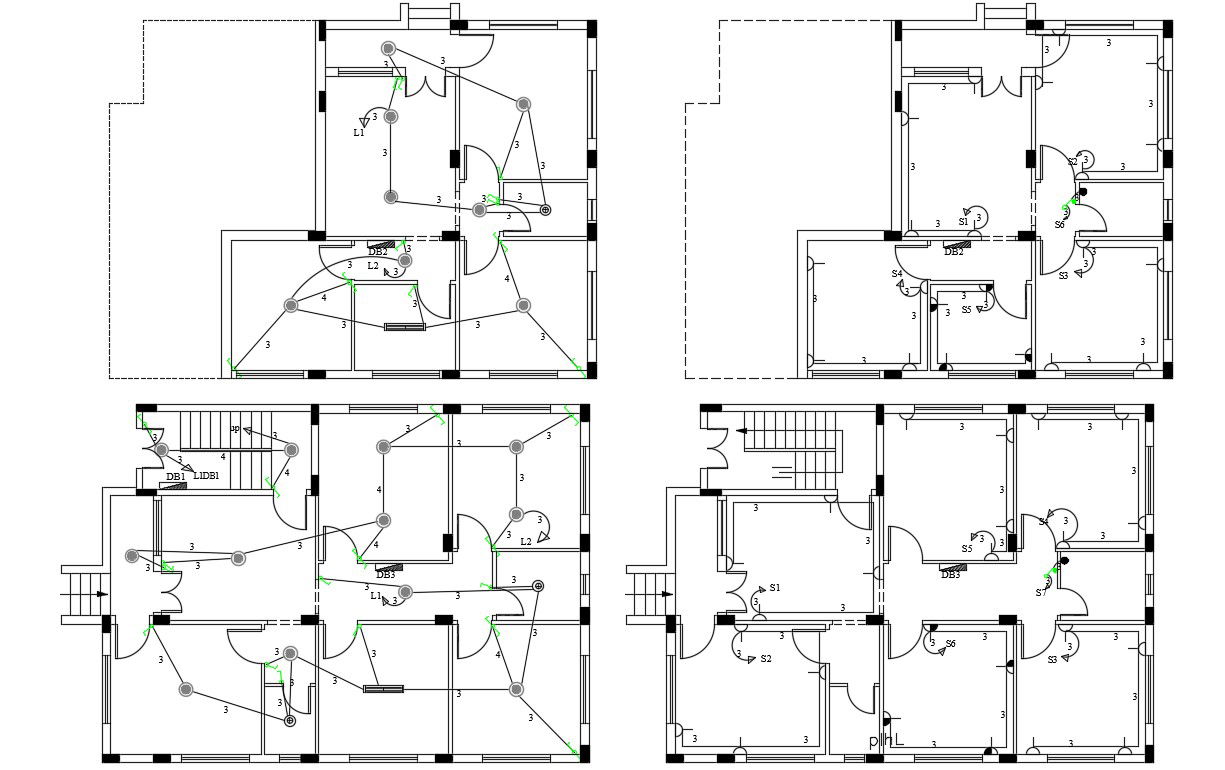 Architecture House Electrical Wrining Layout Plan Drawing DWG File
