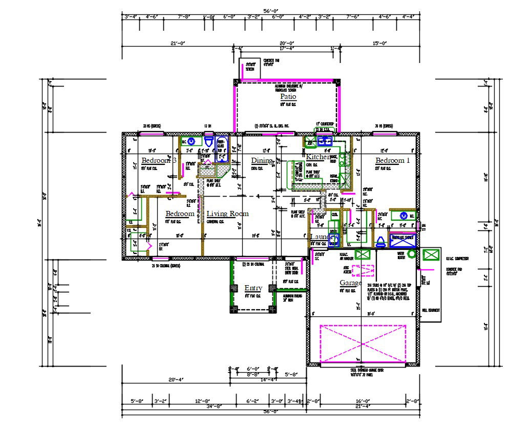 Architecture House Floor Plan AutoCAD File