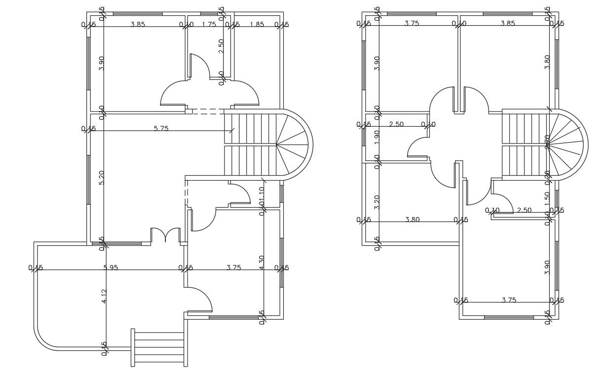 Architecture House Floor Plan CAD Drawing