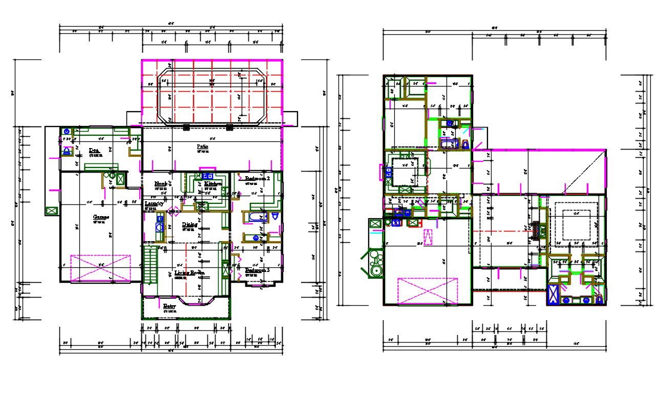 Architecture House Floor Plan DWG File