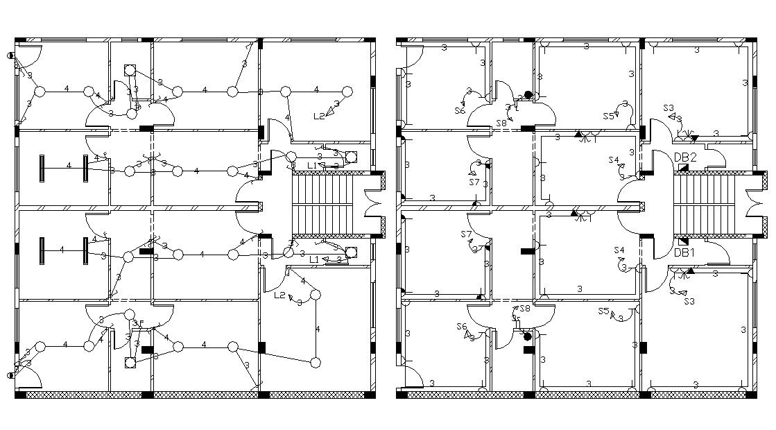 Architecture House Floor Plan Electrical Layout Drawing DWG
