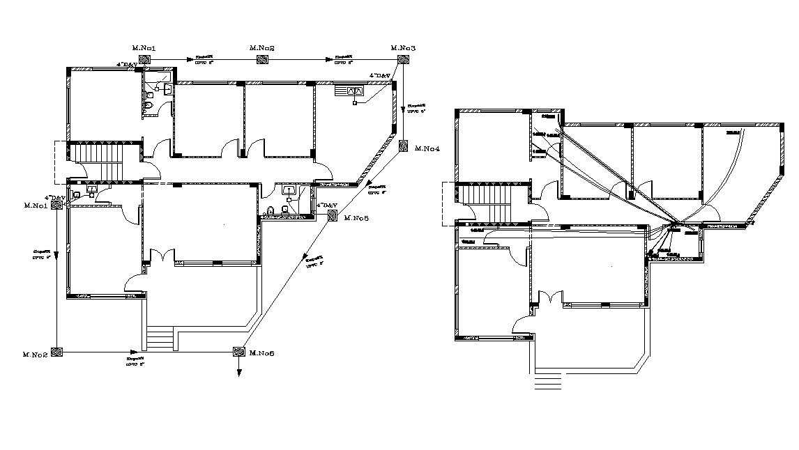 Architecture House Plumbing Layout Plan AutoCAD Drawing