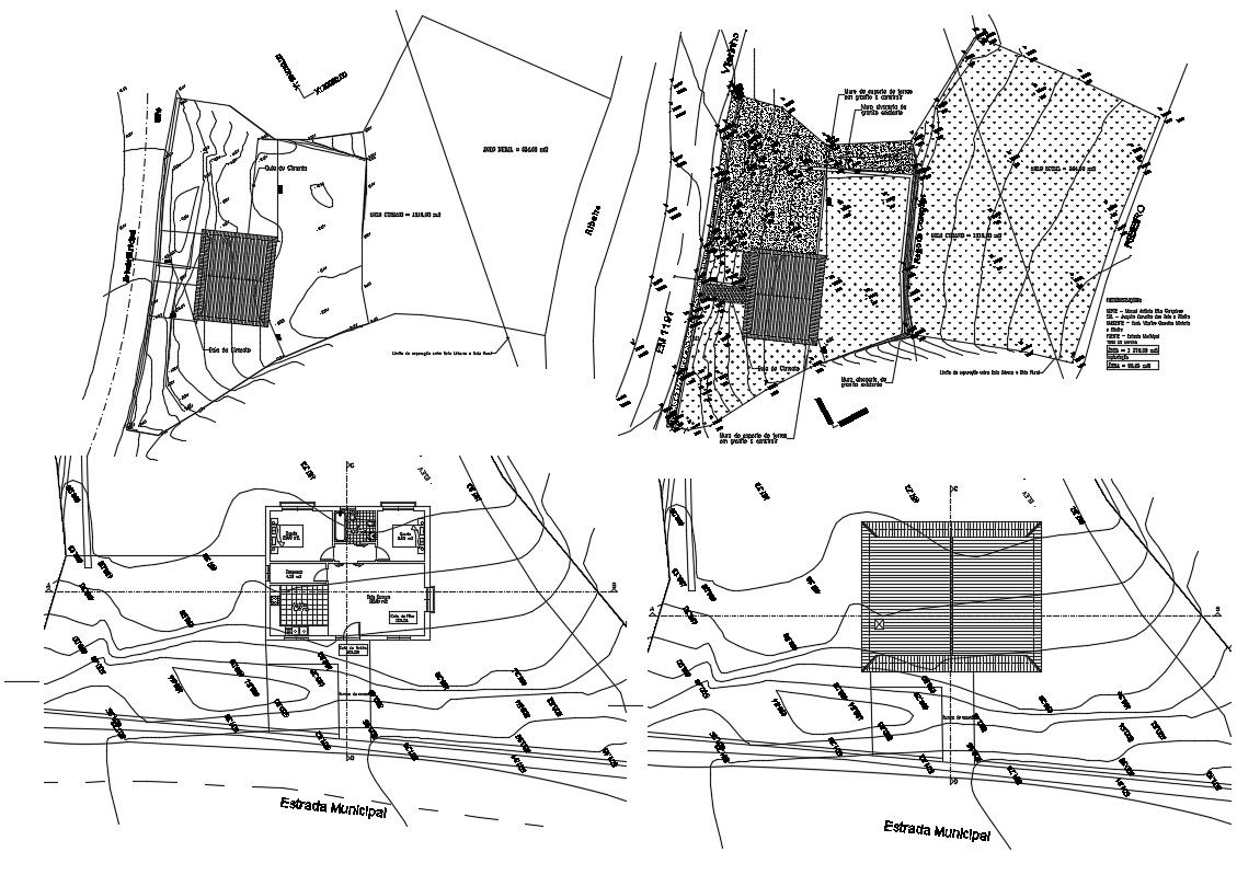 Architecture House With Site Plan CAD Drawing