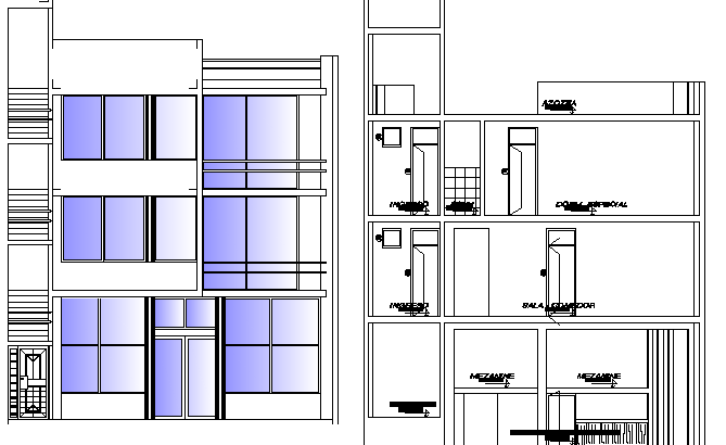 Architecture Housing with Stores Design and Elevation dwg file