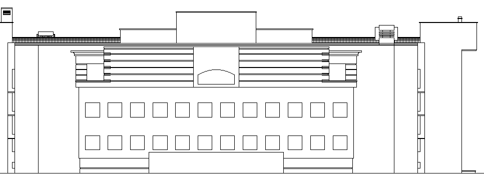 Architecture Layout of Collage Building Elevation and Section dwg file