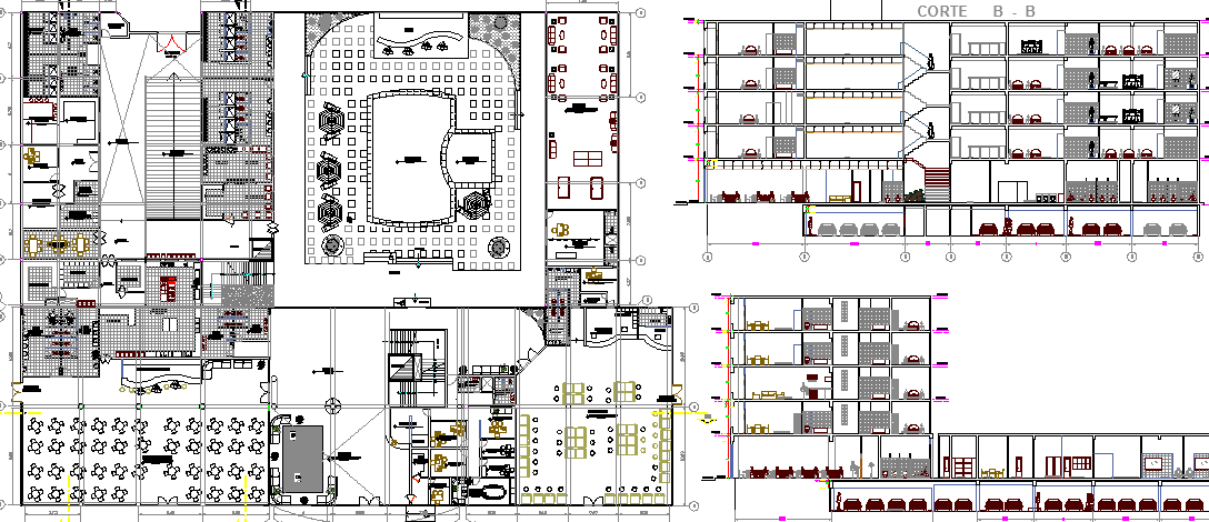 Architecture Layout of Five Star Hotel Elevation dwg file