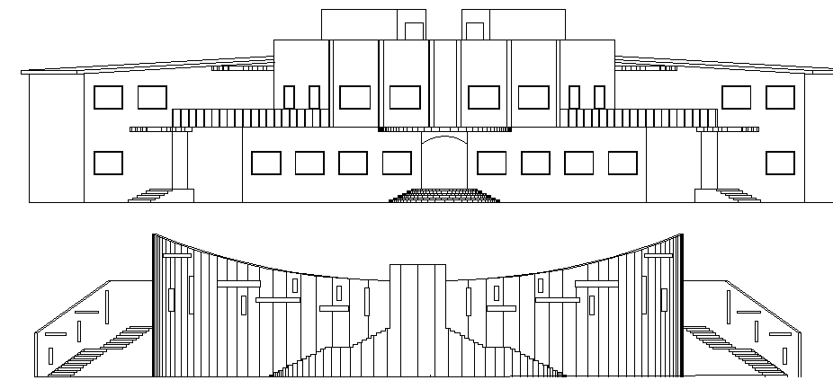 Architecture Layout of School Elevation dwg file