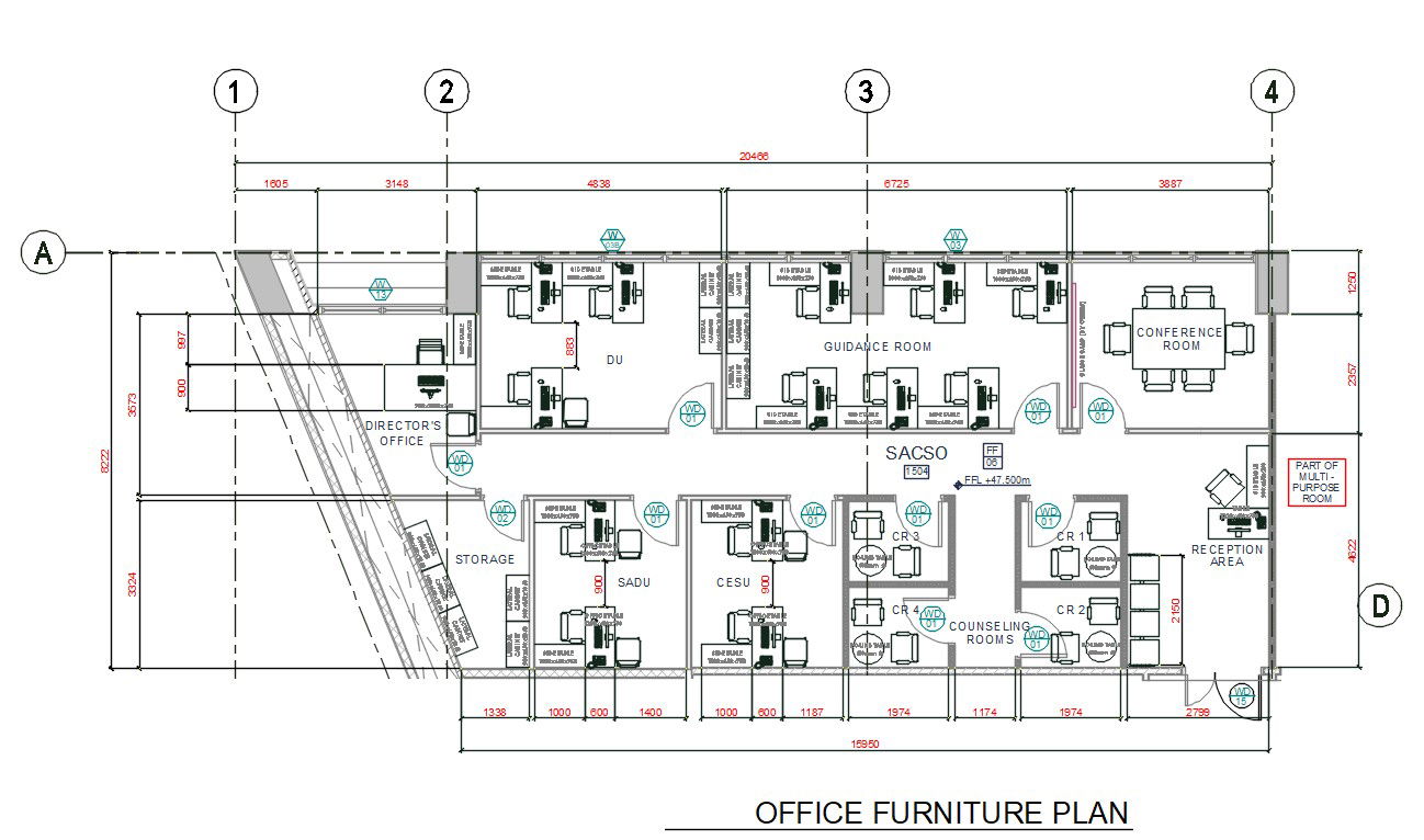 Architecture Office Furniture Layout Plan AutoCAD Drawing