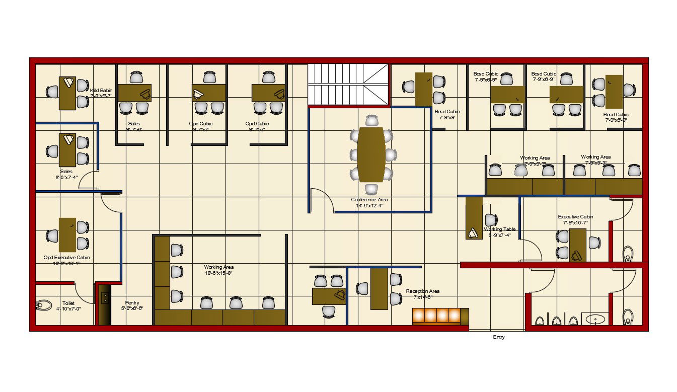 Architecture Office Furniture Layout Plan AutoCAD File