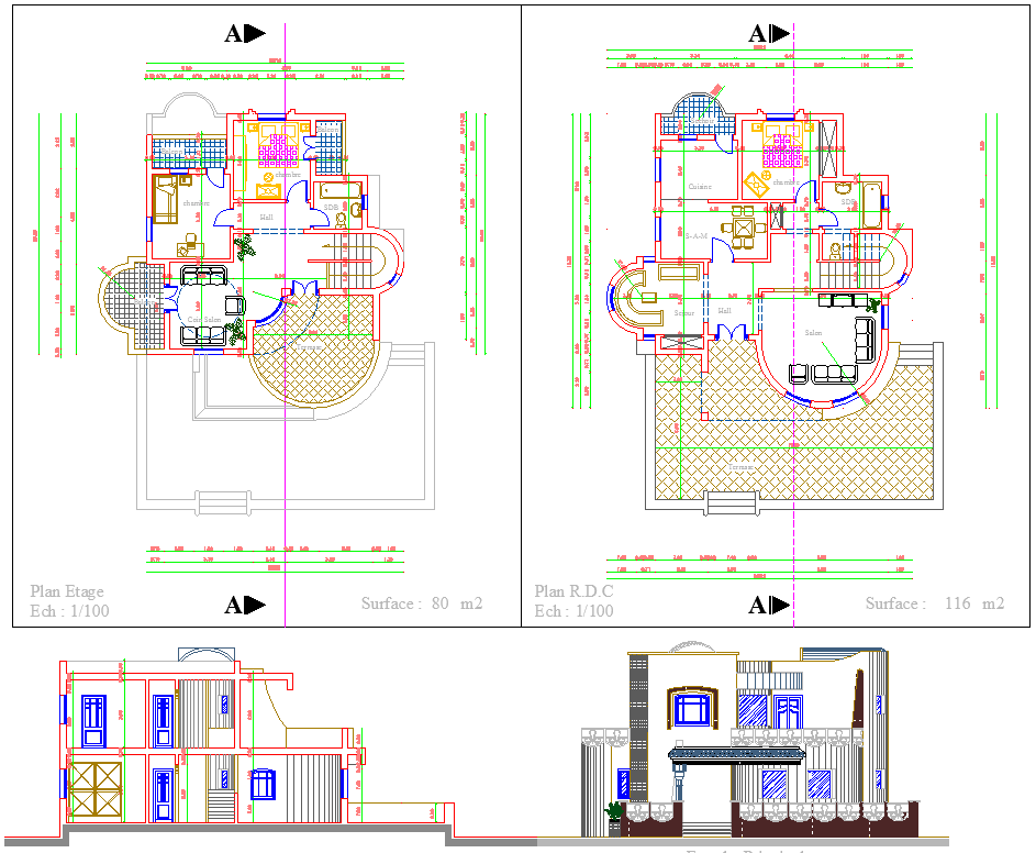 Architecture Residence Layout plan dwg file