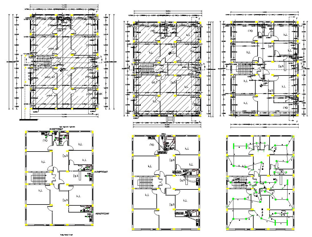 Architecture Residential Building Plans Column Layout Design