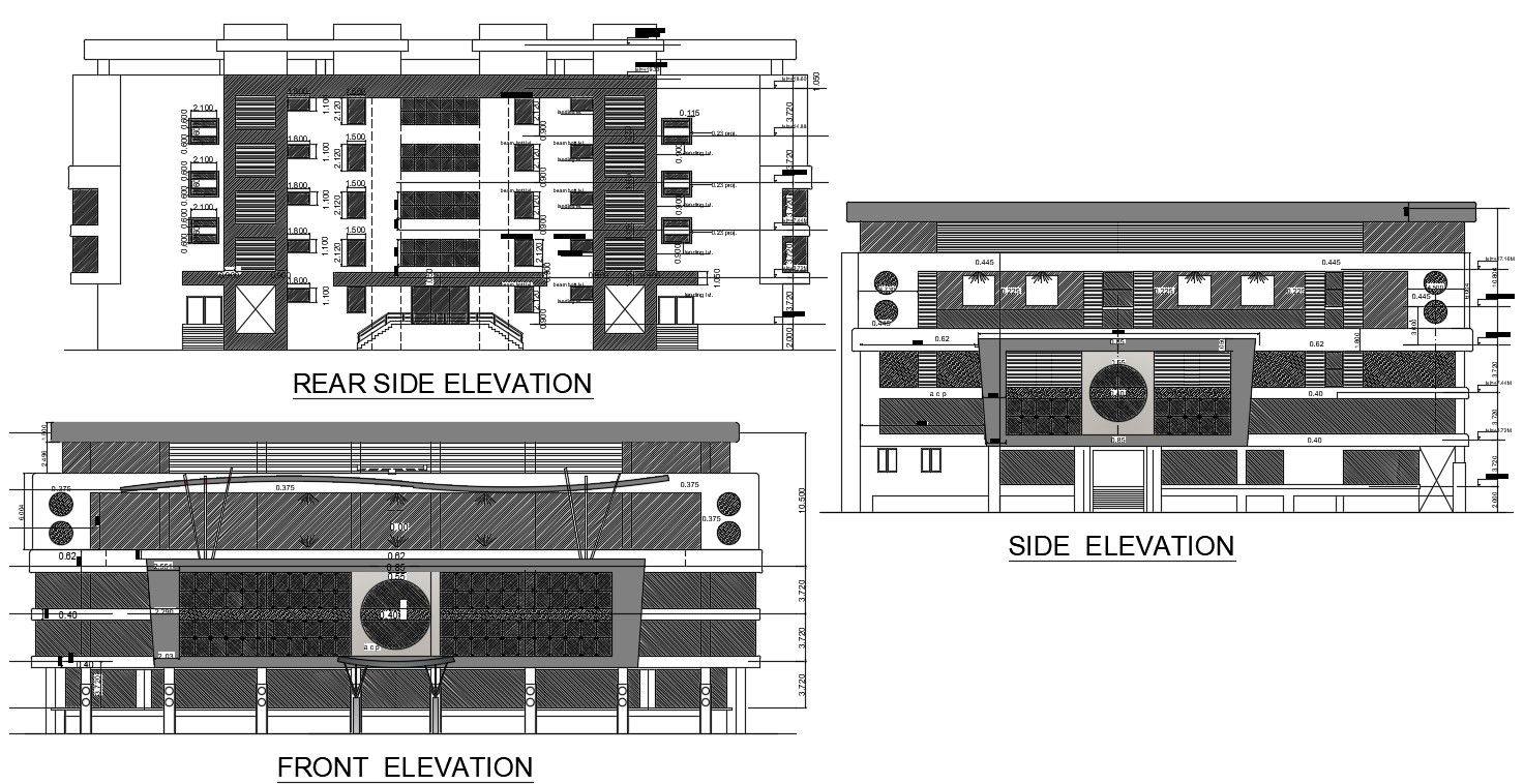 Architecture Shopping Mall Building Elevation Design AutoCAD File