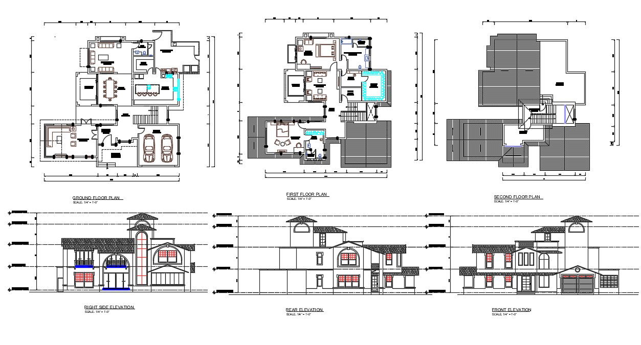 Architecture Villa Plan Design DWG File