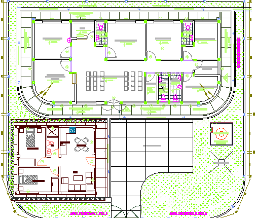 Architecture health post landscaping details dwg file