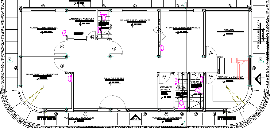 Architecture health post structure details dwg file