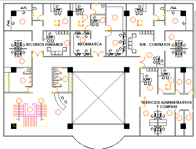 Architecture layout plan details of bank building dwg file