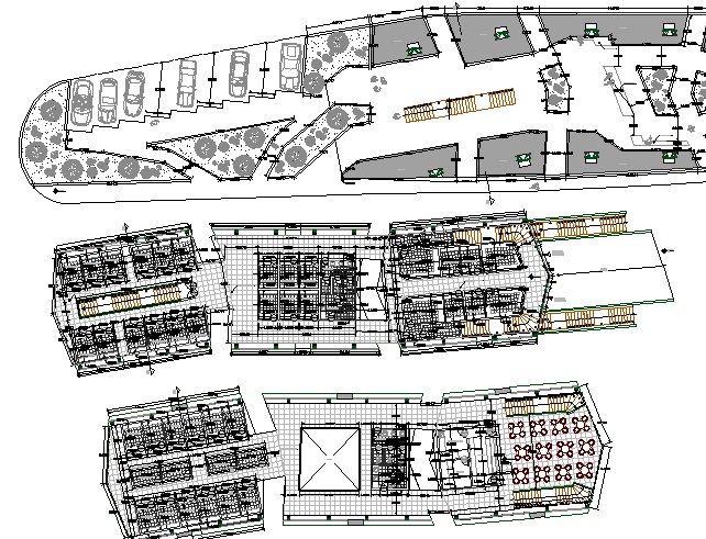 Architecture layout plan details of city shopping center dwg file
