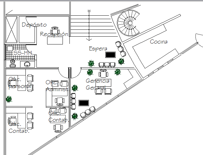 Architecture layout plan details of corporate office dwg file