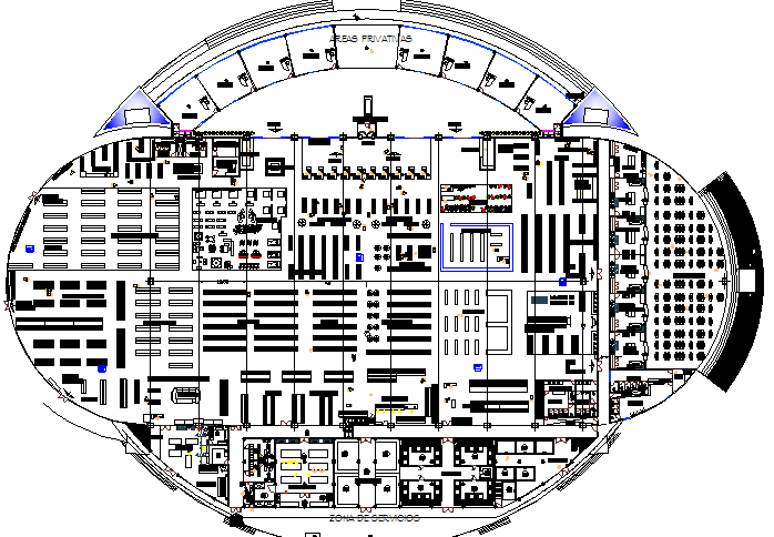 Architecture layout plan details of multi-level shopping mall dwg file