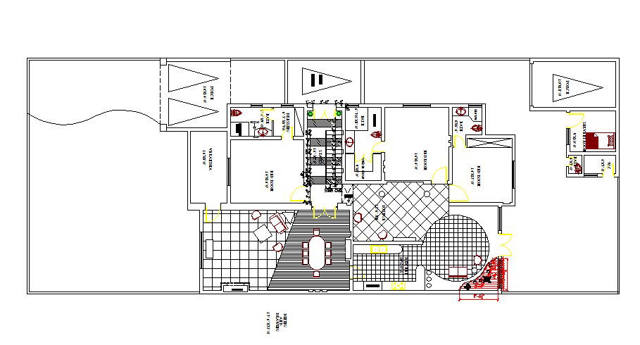 Architecture layout plan details of one family house dwg file