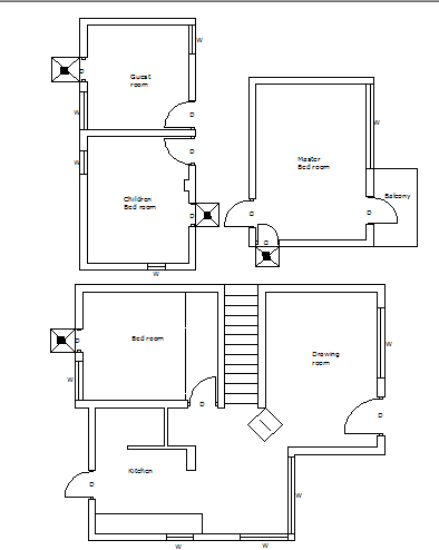Architecture layout plan details of single family house dwg file