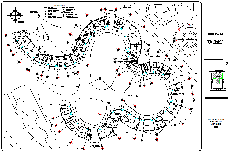 Architecture layout plan details of single story market dwg file