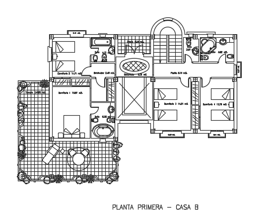 Architecture 5bhk first floor house plan AutoCAD 2D drawing