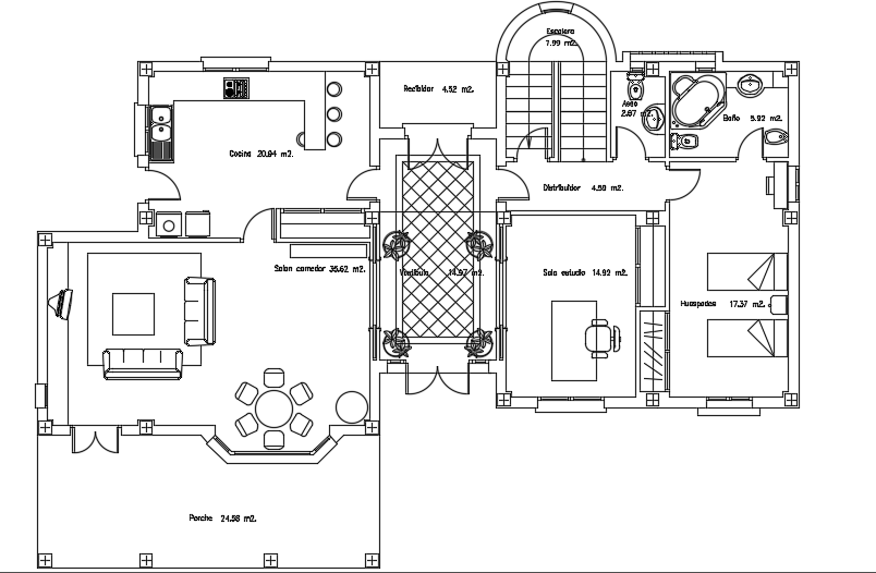 Architecture 5bhk ground floor house plan AutoCAD 2D drawing