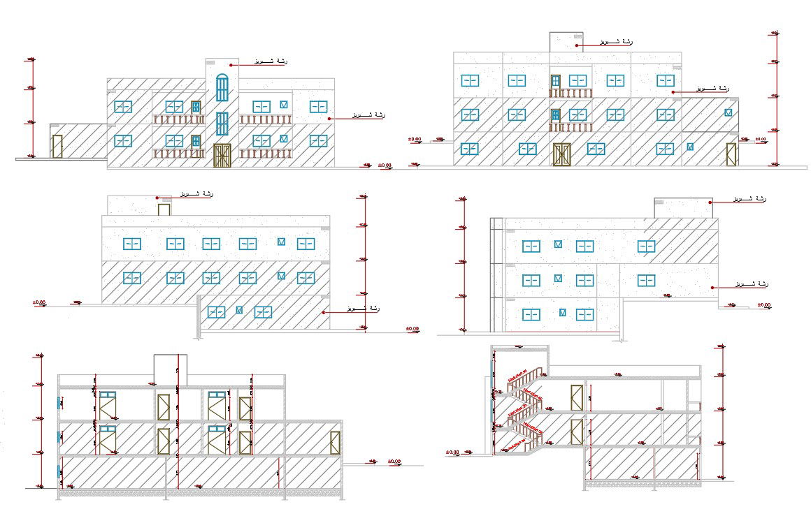 Architecture Apartment Building Design AutoCAD Drawing