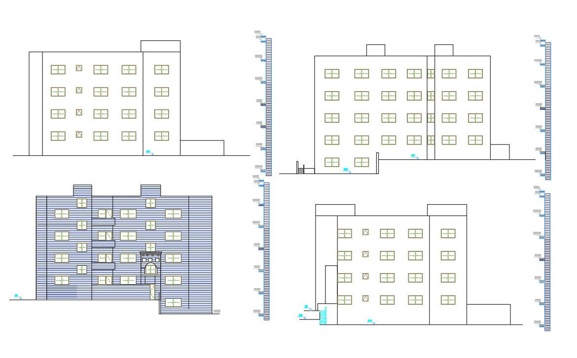 Architecture Apartment Building Elevation Design CAD File