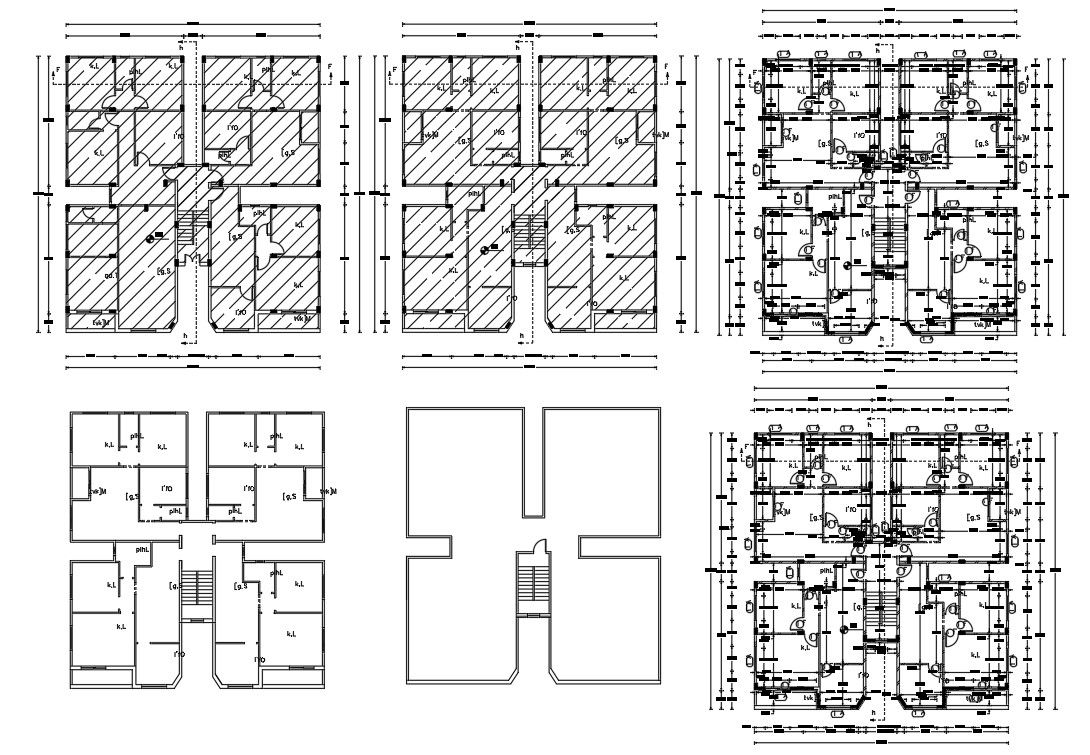 Architecture Apartment Cluster Plan AutoCAD Drawing