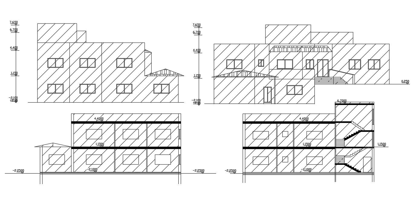Architecture AutoCAD Drawing Of Bungalow Design DWG File