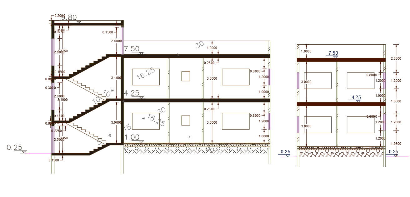 Architecture AutoCAD House Building Section Drawing