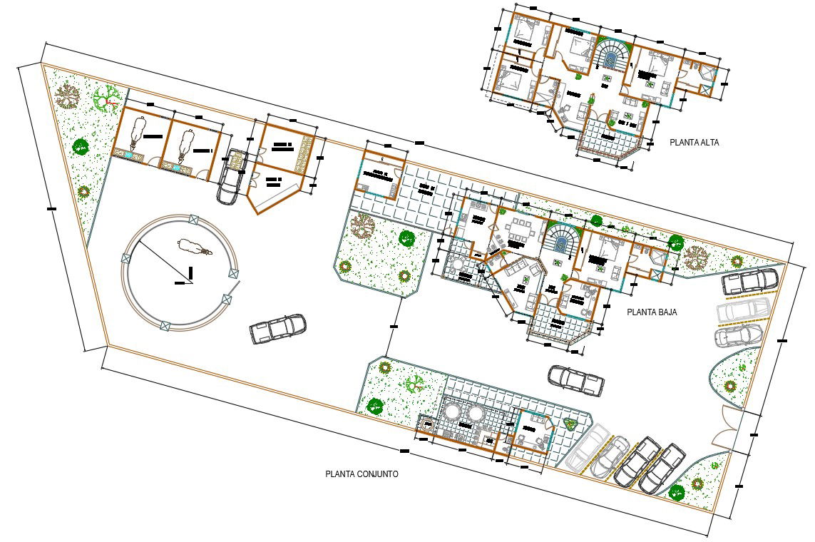 Architecture AutoCAD House Master Plan And Furniture Layout Design DWG File