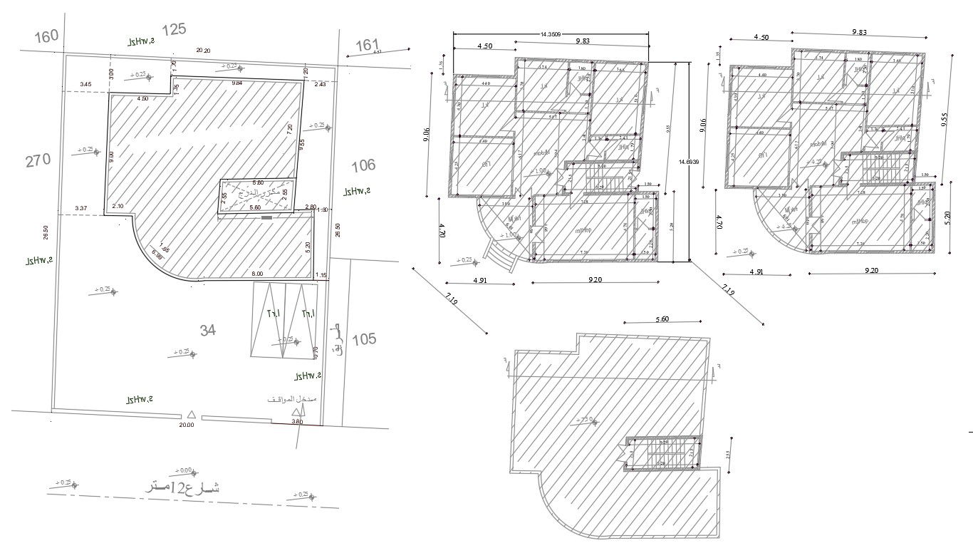 Architecture Bungalow Plan DWG File (250 Sq Yards)