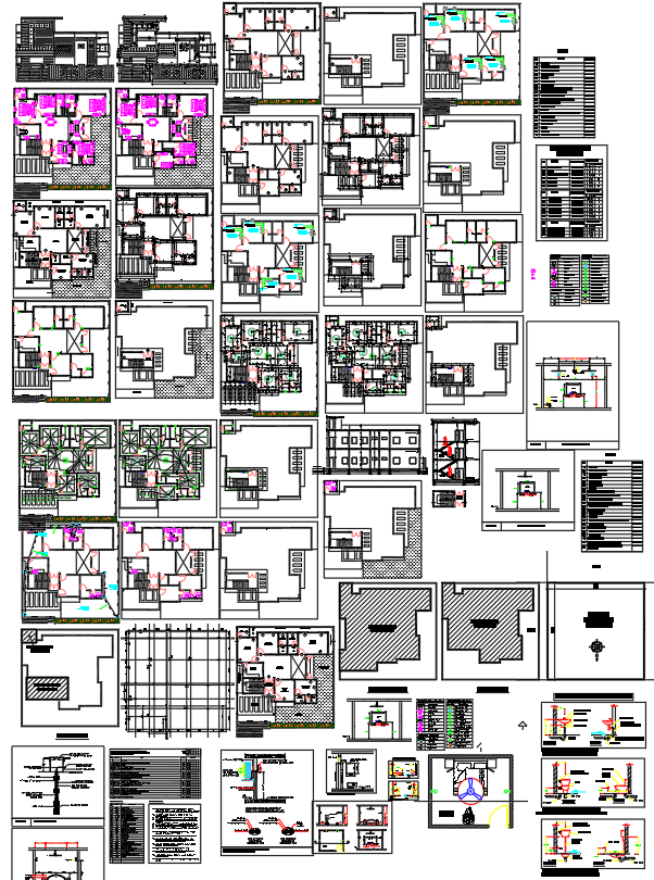 Completed House Architecture Project Layout in CAD Drawing File