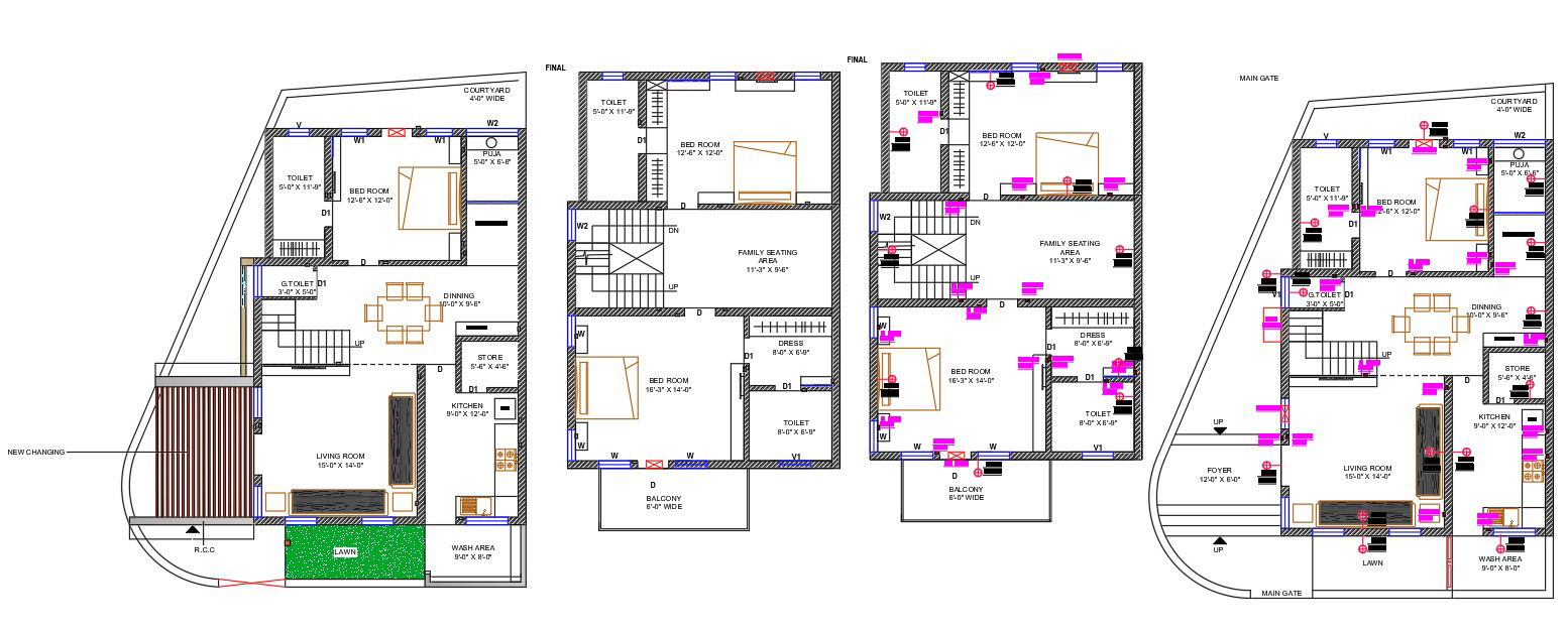Architecture Dream House Furniture Layout Plan AutoCAD File