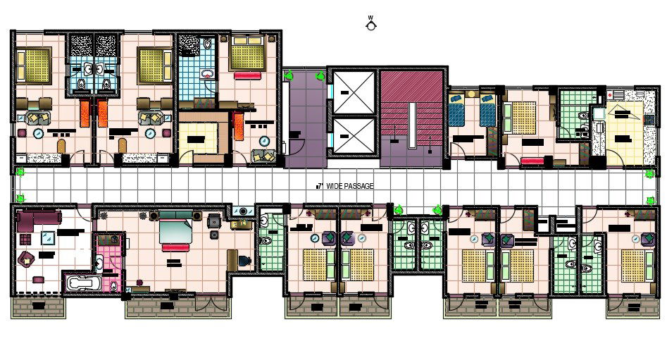 Hotel Architecture Room Floor Plan , Furniture Design in AutoCAD File
