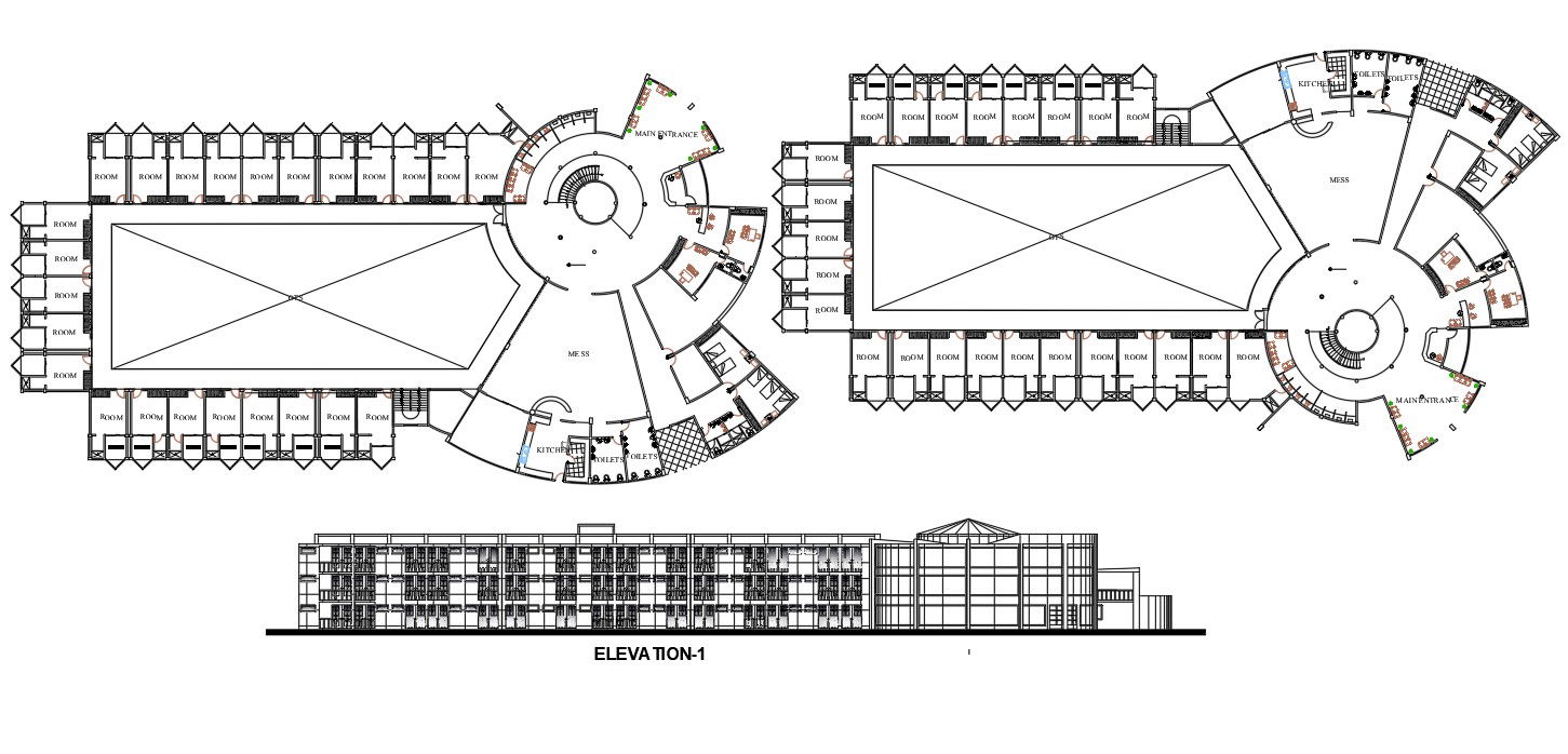 Architecture Hotel Project Drawing DWG File