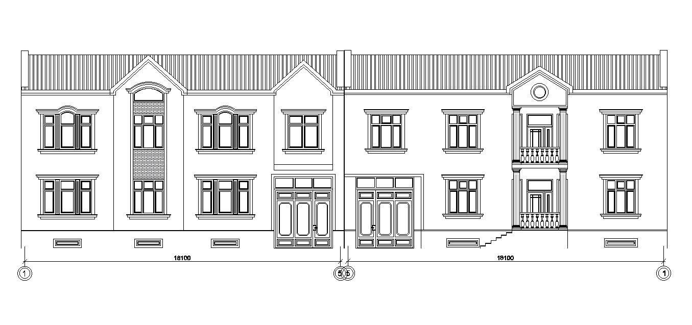 Architecture House Building Elevation Design Download DWG File