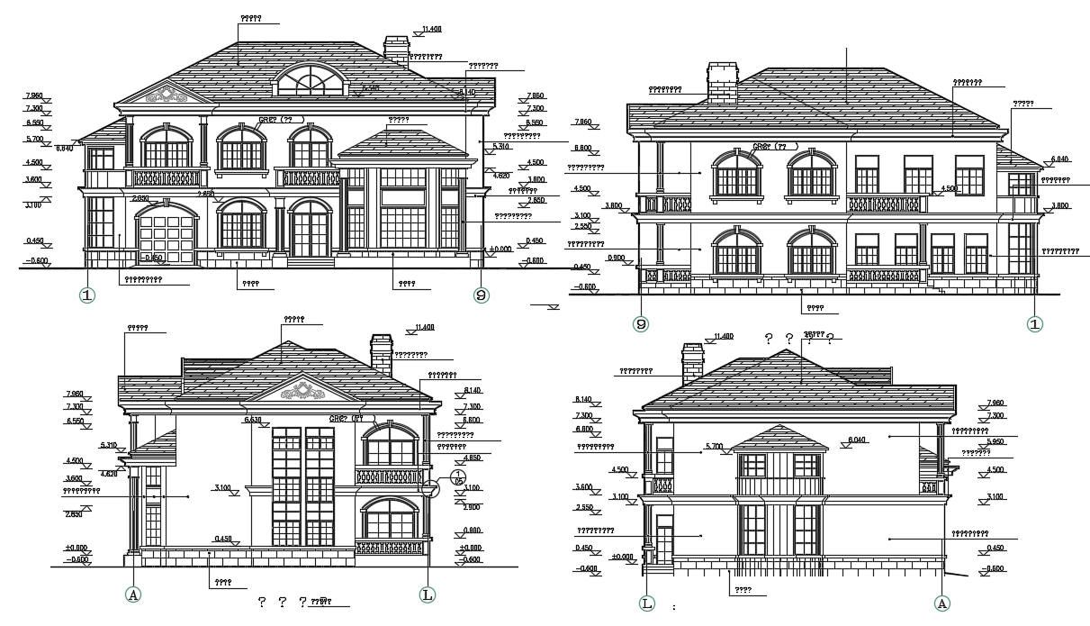 Architecture House Building Elevation Design Download DWG File