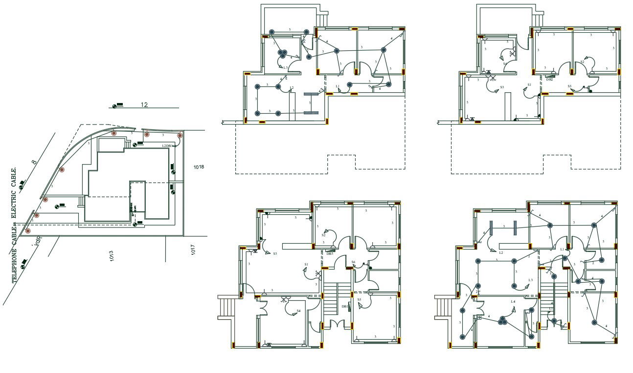 Architecture House Electrical Layout Plan AutoCAD File