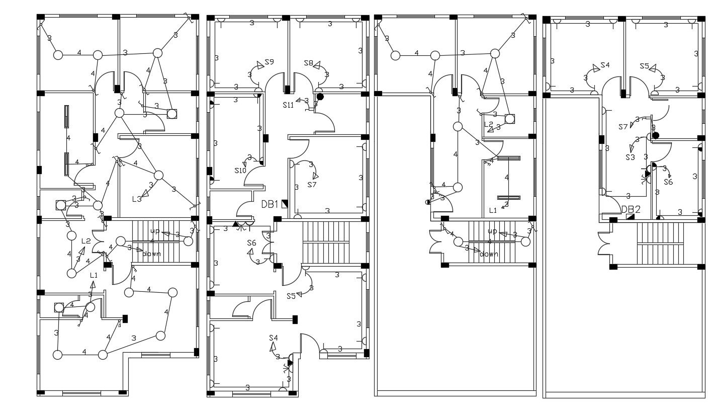 Architecture House Electrical Layout Plan CAD Drawing