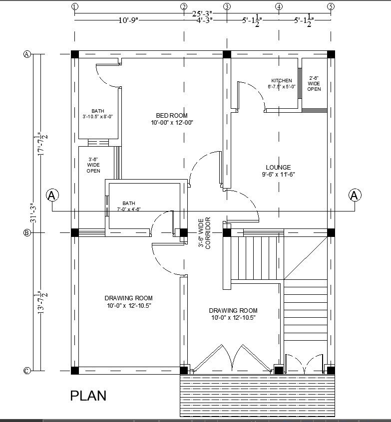 Architecture House First Floor Plan DWG AutoCAD File