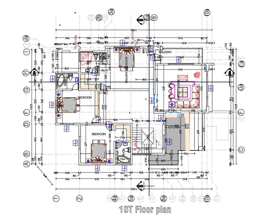 Architecture House First Floor Plan AutoCAD Drawing Download DWG File