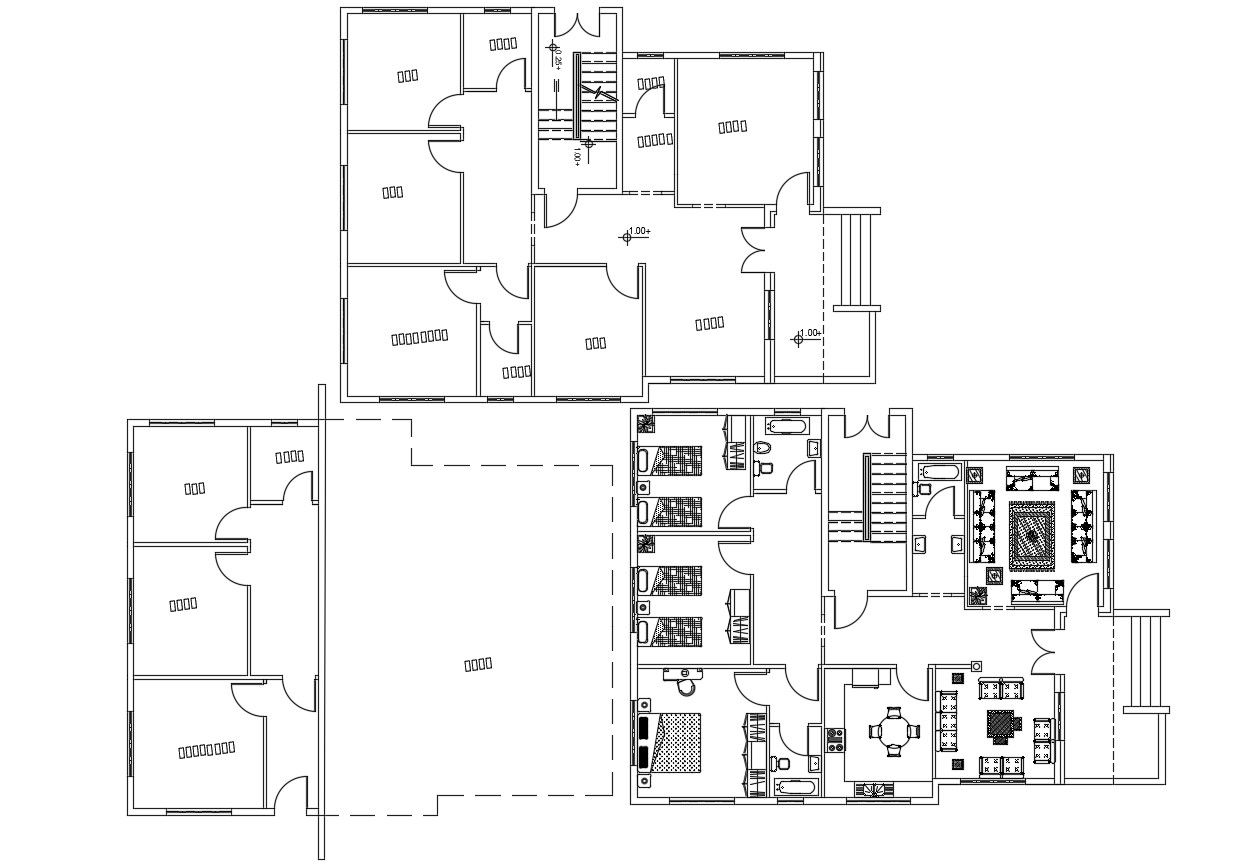 Architecture House Furniture Layout Plan AutoCAD File