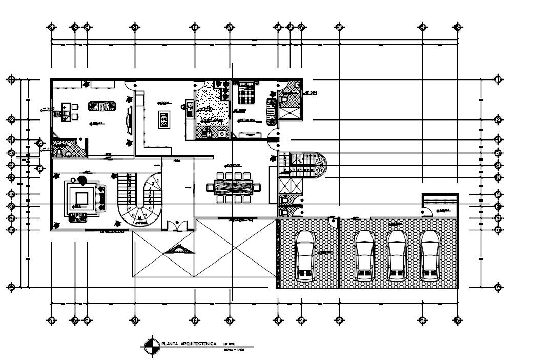 Architecture House Ground Floor Plan AutoCAD Drawing Download DWG File