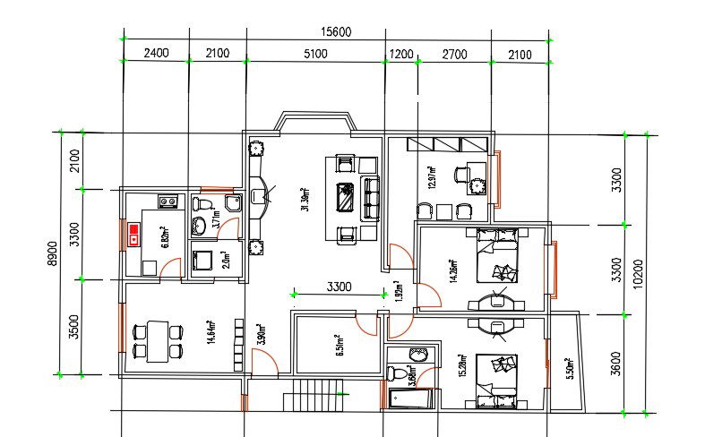 Architecture House Layout Plan Drawing AutoCAD File