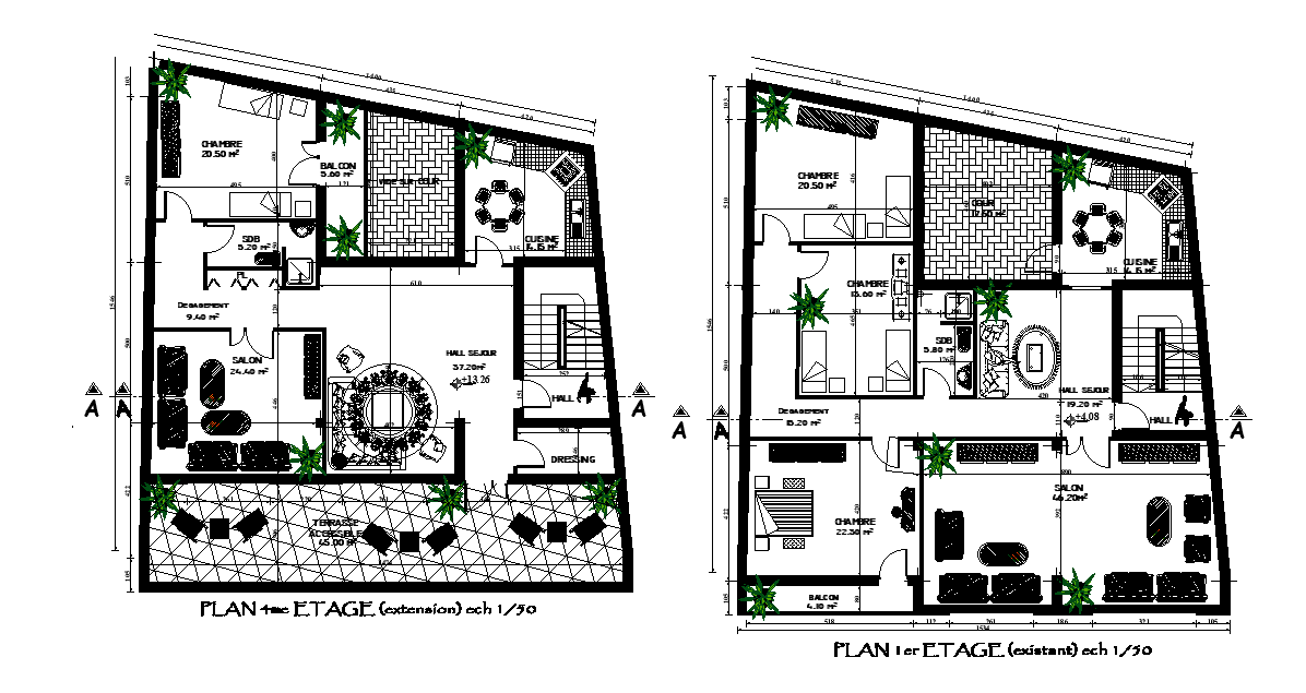 Architecture House Plan 3 BHK And 1 BHK CAD Drawing Download DWG File