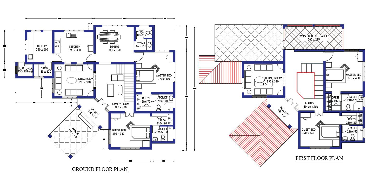 Architecture House Plan With Furniture Layout AutoCAD Drawing DWG File